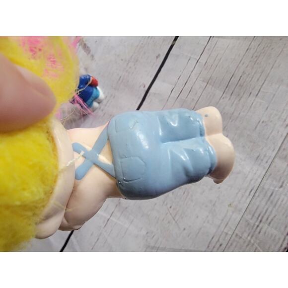 Vintage Applause Troll Baby Yellow Hair Burger King Pink Hair Troll - Picture 7 of 10